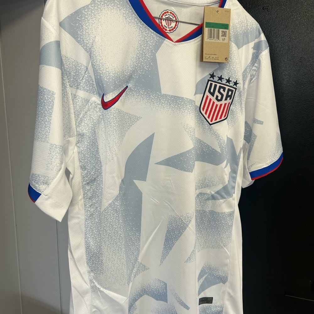 Nike White USA Soccer Jersey with Red & Blue Accents